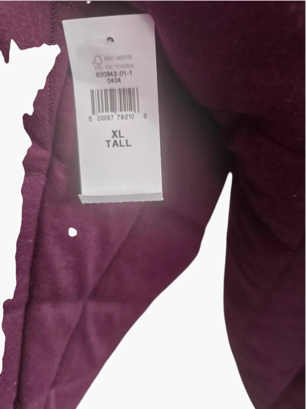 NEW GapFit Burgundy Hooded Quilted Pullover Jacket Snap Closure Size XL Tall - Picture 4 of 5